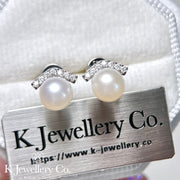 Moissanite Pearl Earrings 莫桑石天然珍珠耳環